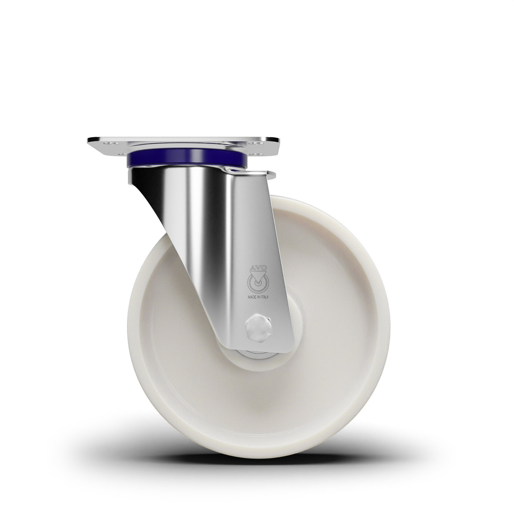 Roulette pivotante INOX, avec roue en polyamide, roulement &agrave; billes