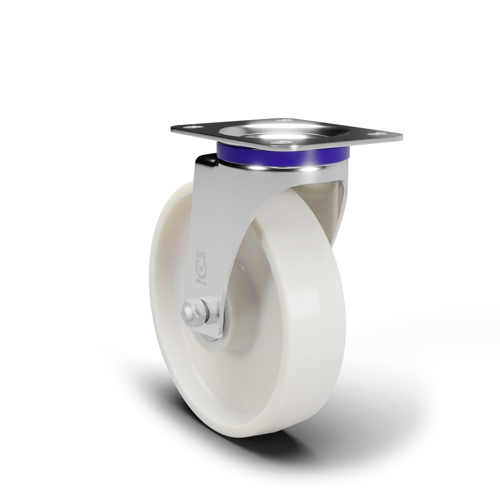 Roulette pivotante INOX, avec roue en polyamide, roulement &agrave; billes