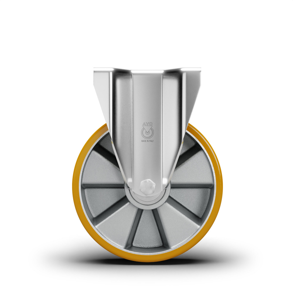 Roulette fix, charges lourdes, avec bande de roulement en polyur&eacute;thane, roulement &agrave; billes