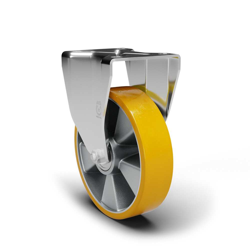 Roulette fix, charges lourdes, avec bande de roulement en polyur&eacute;thane, roulement &agrave; billes