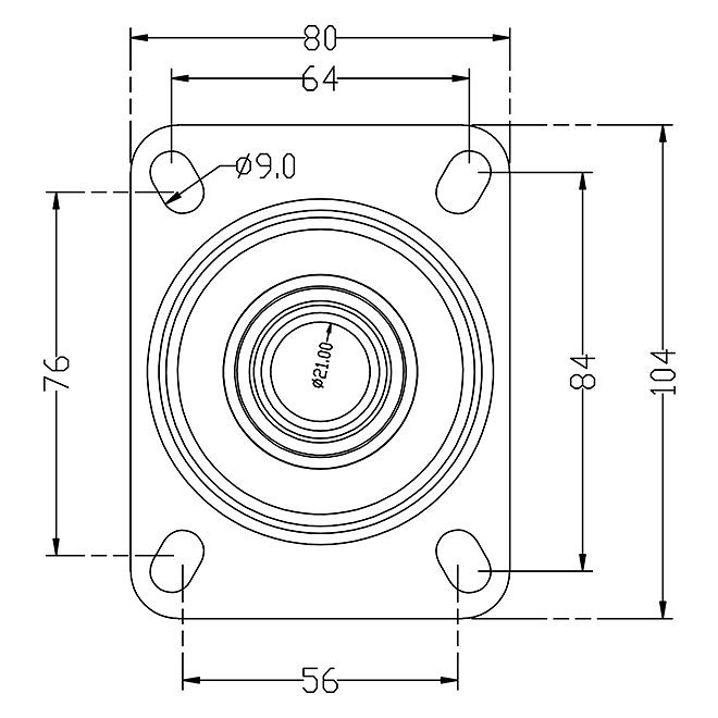 Roulette pivotante galvanis&eacute;, frein, plaque