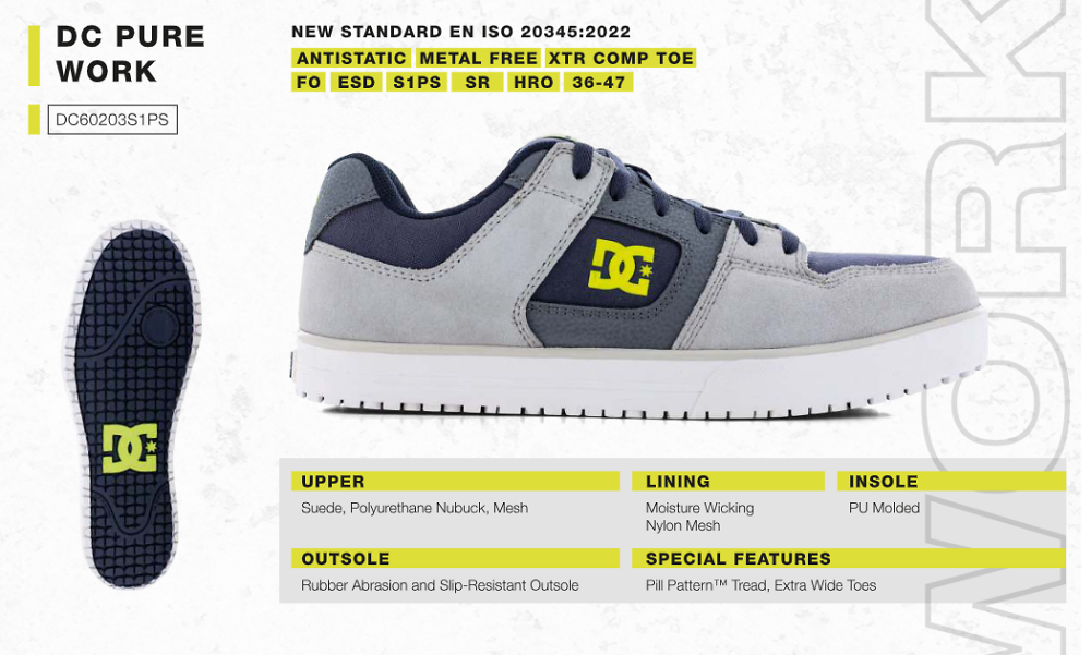 Chaussures de s&eacute;curit&eacute; DC60203 S1PS DC gris bleu 40