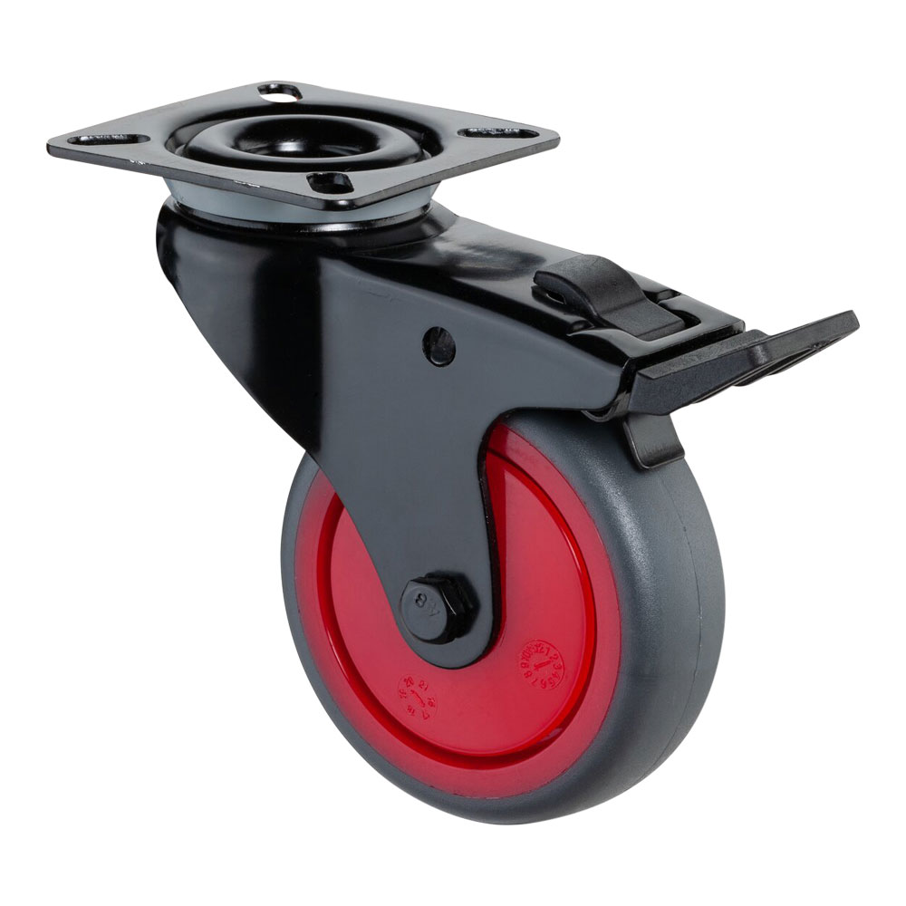 Roulette pivotante galvanisé, frein, plaque, noir - Roulettes pour  appareils - MAPO AG