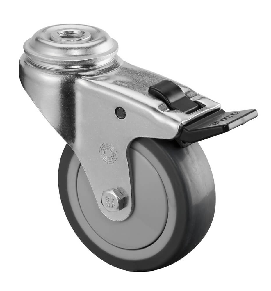 Roulette pivotante avec frein, charges lourdes, plaque - Roulettes fortes  charges - MAPO AG