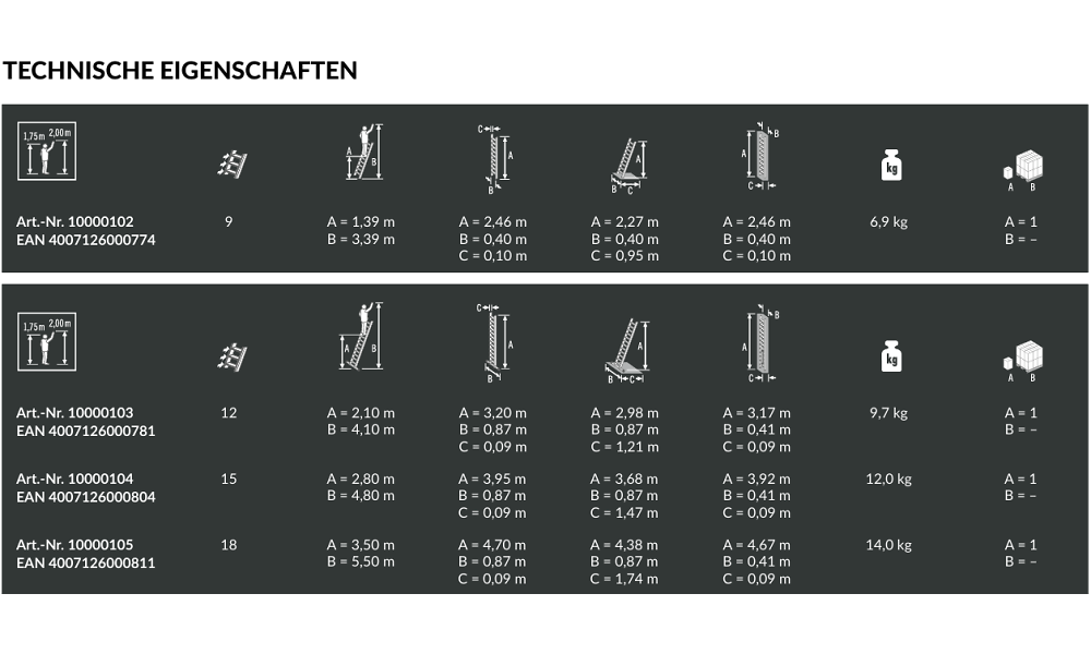 Anlegeleiter A60 9 Stufen