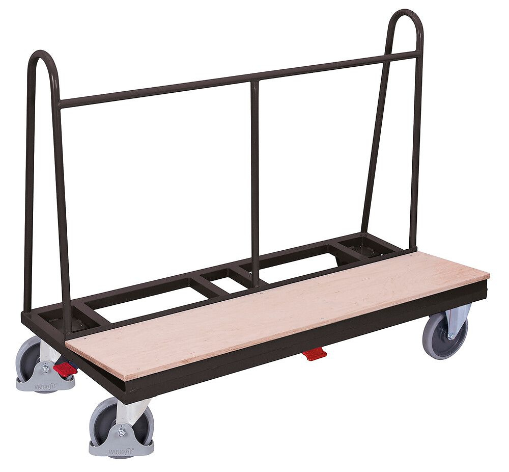 Chariot porte-panneaux avec plateau bois,