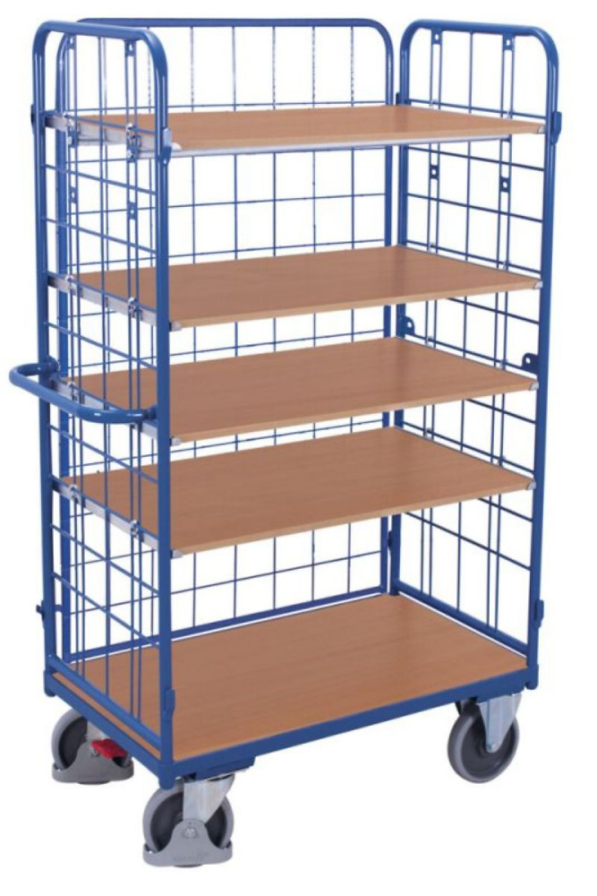 Etagenwagen mit 3 W&auml;nden, 5 B&ouml;den, 1000 x 600mm,