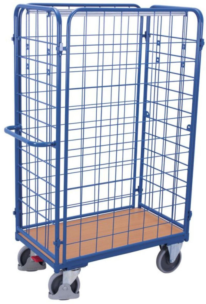 Chariot grillag&eacute; haut pour colis avec 4 parois,