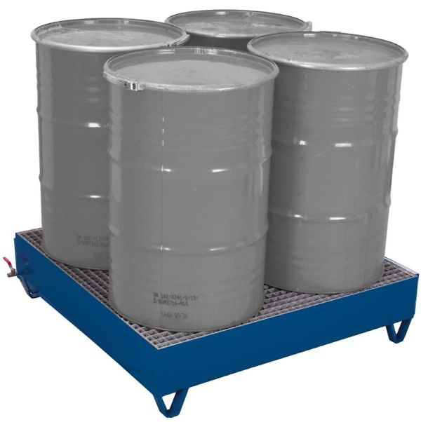 Bac de r&eacute;tention avec caillebotis pour 4 f&ucirc;ts de 200 Ltr.