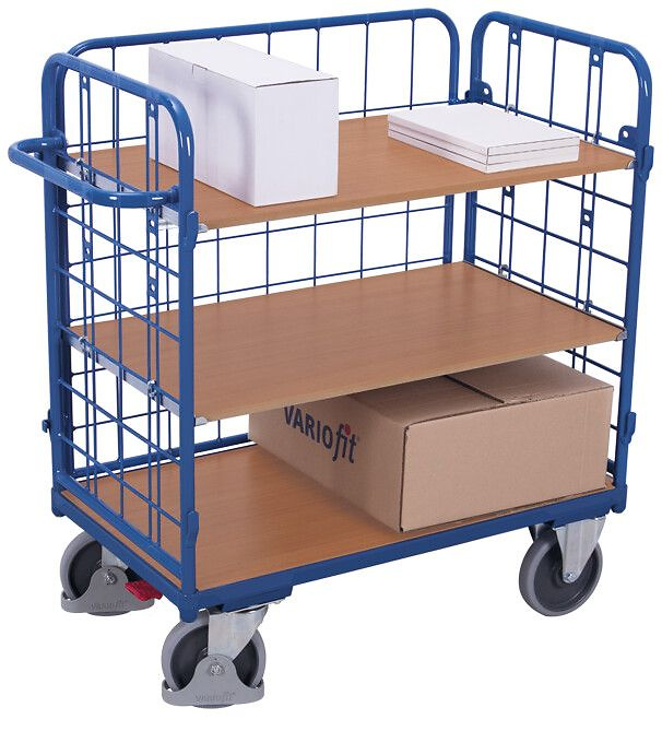 Etagenwagen mit 3 W&auml;nden, 3 B&ouml;den, 850 x 500mm,