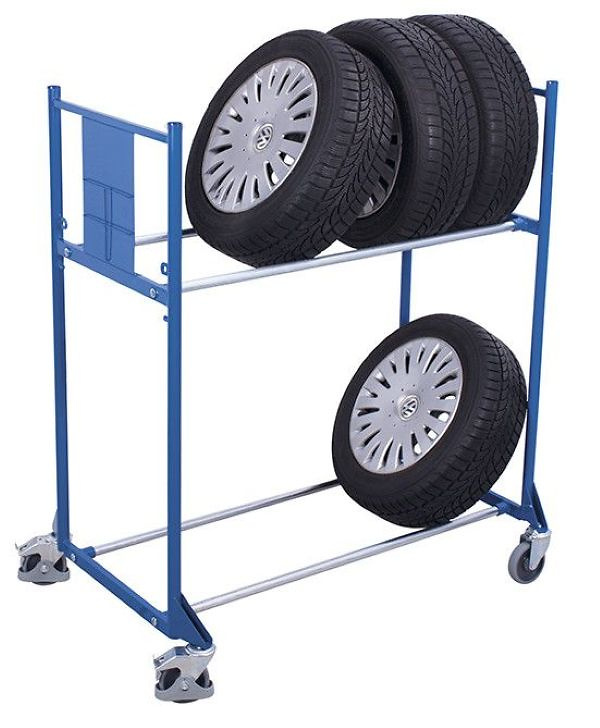 Chariot pour pneus avec 2 &eacute;tages poids 33,5 kg, capacit&eacute; 300 kg