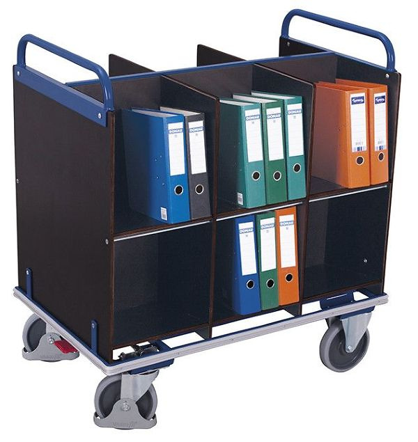 Aktenwagen mit 12 F&auml;chern und EasySTOP