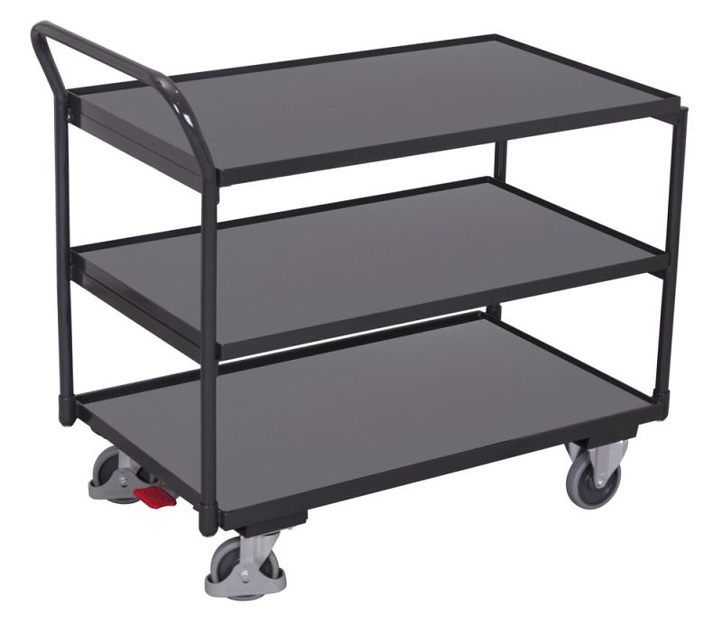 Chariot &agrave; 3 plateaux, barre de pouss&eacute;e &eacute;lev&eacute;e,