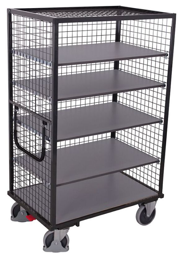 Etagenwagen Drahtgitter, mit 5 B&ouml;den, 1000 x 680mm,