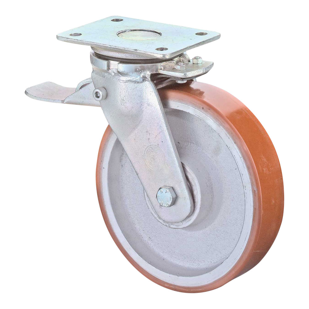 Roulette pivotante avec frein, charges lourdes, plaque - Roulettes