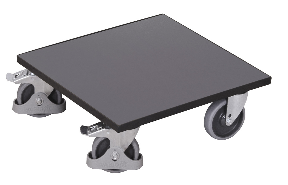 Plateau roulant pour caisses avec plateau m&eacute;lamin&eacute;