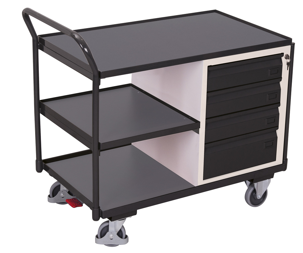 Tischwagen, 3 Ladefl&auml;chen, 1 Schubladenschrank,