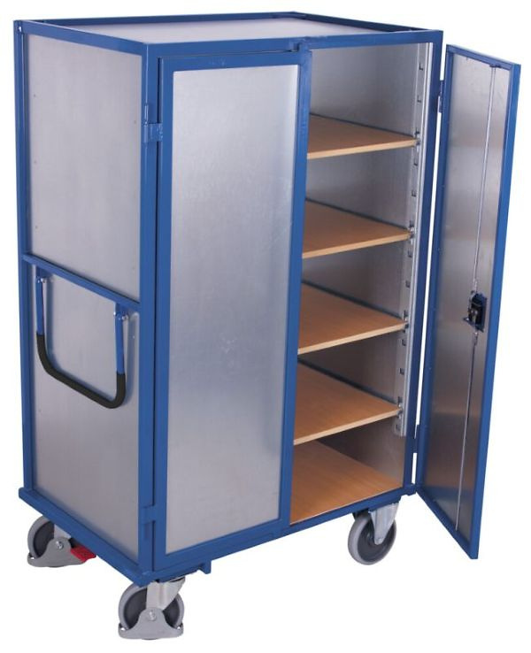 Etagenwagen, Doppelfl&uuml;gelt&uuml;r mit Drehgriff, 4 variable B&ouml;den