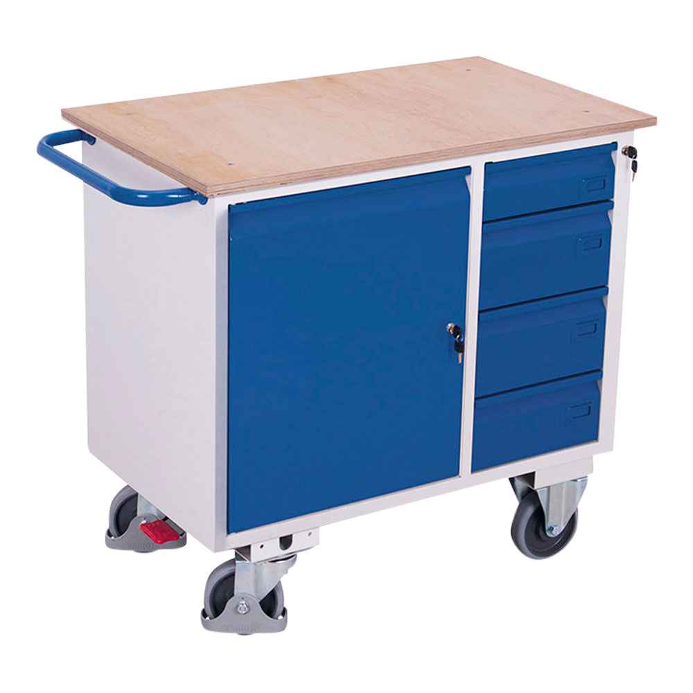 Chariot d'atelier avec 1 plateau et 1 armoire - Établi mobile - MAPO AG