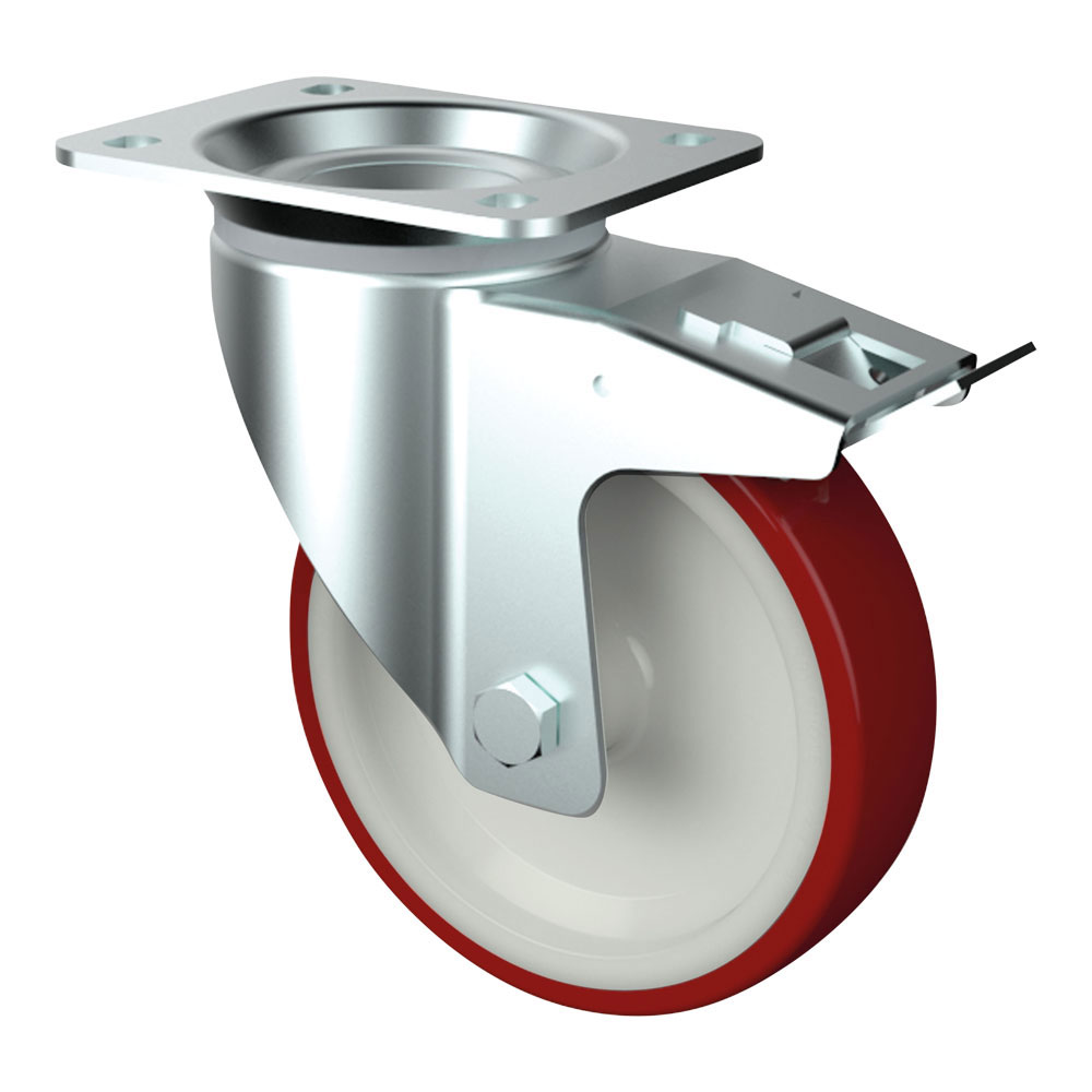 Roulette pivotante diamètre 30 mm roue polyuréthane rouge - 30 Kg